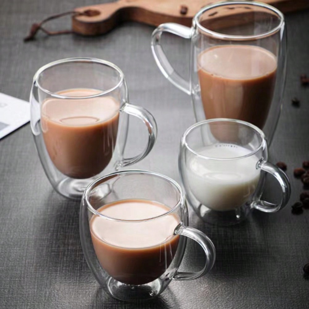 Espresso Shot Glass - 1PC Double Walled Glass Cups Handles