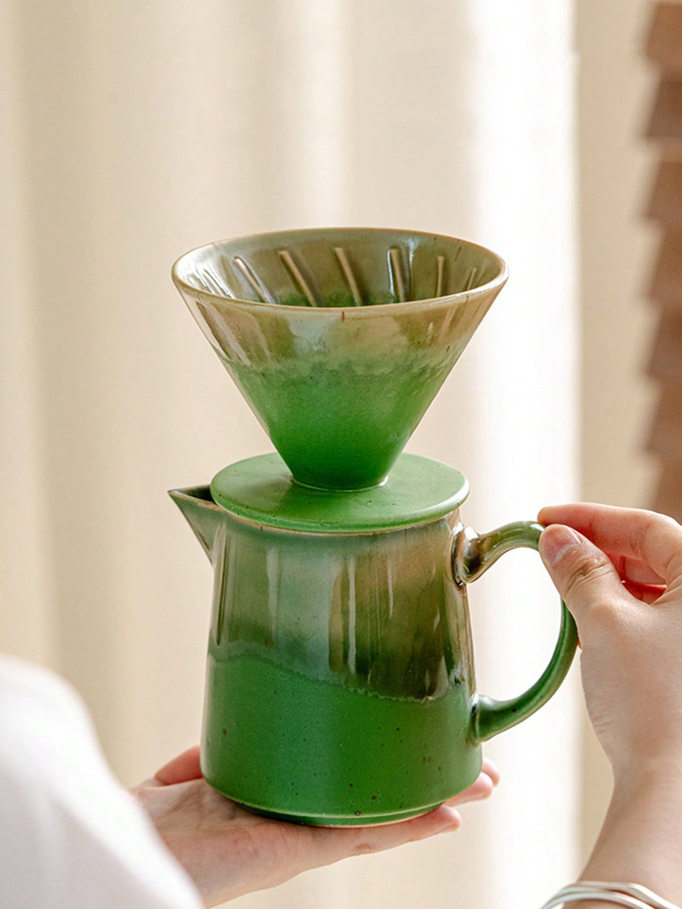 Coffee Equipment Pour Over - 1 Set of Premium Ceramic Pour-Over