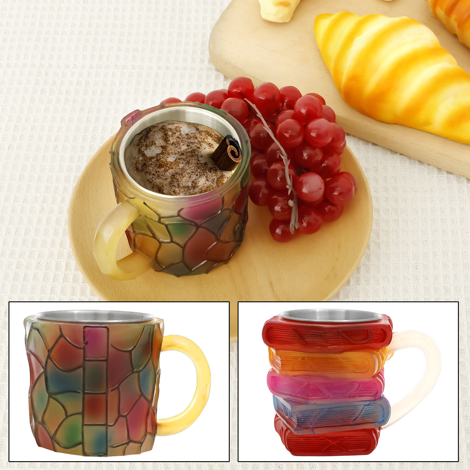 Painted Book Mug 3D Colored Gl - Coffee Equipment Gift ulasan dan harga