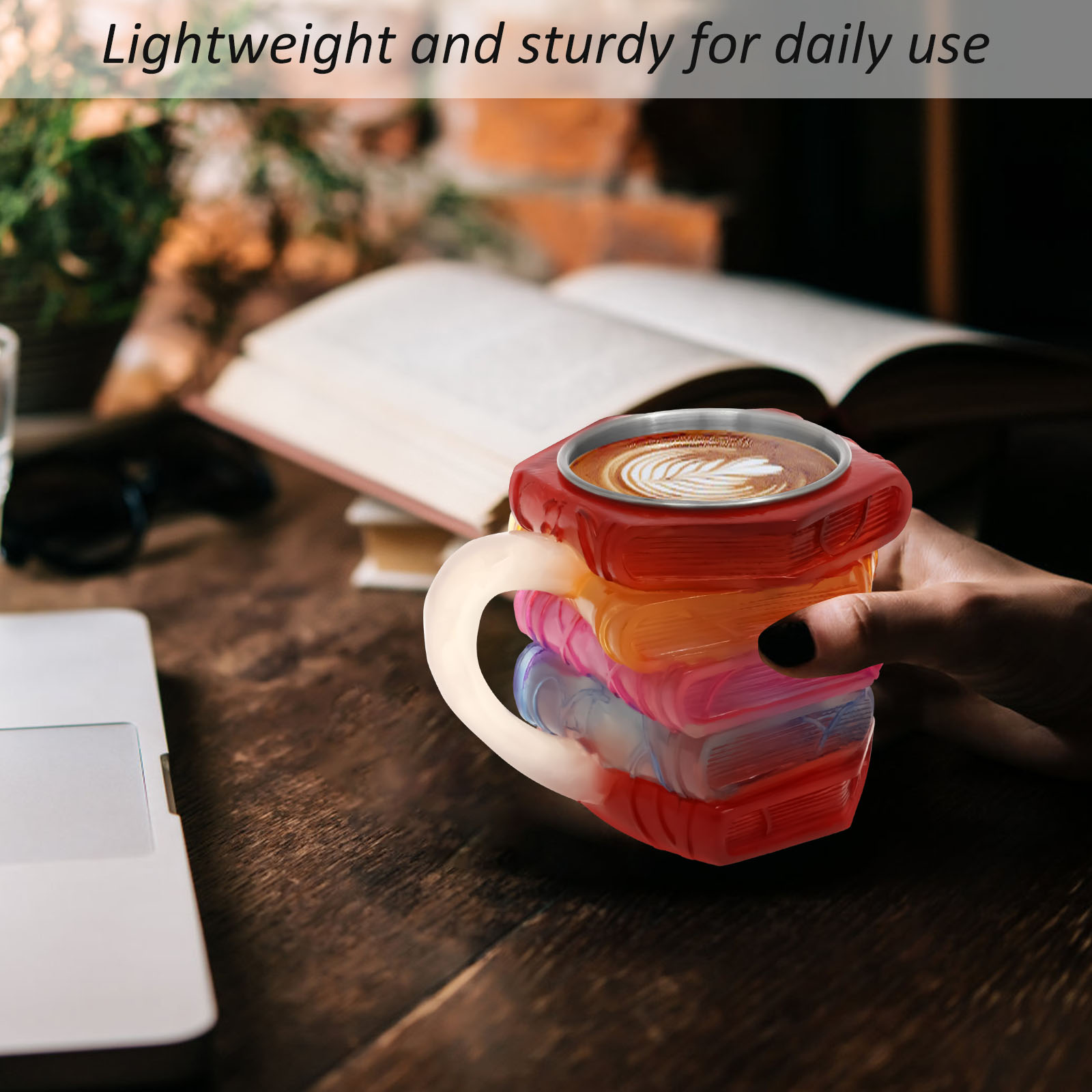 Painted Book Mug 3D Colored Gl - Coffee Equipment Gift ulasan dan harga