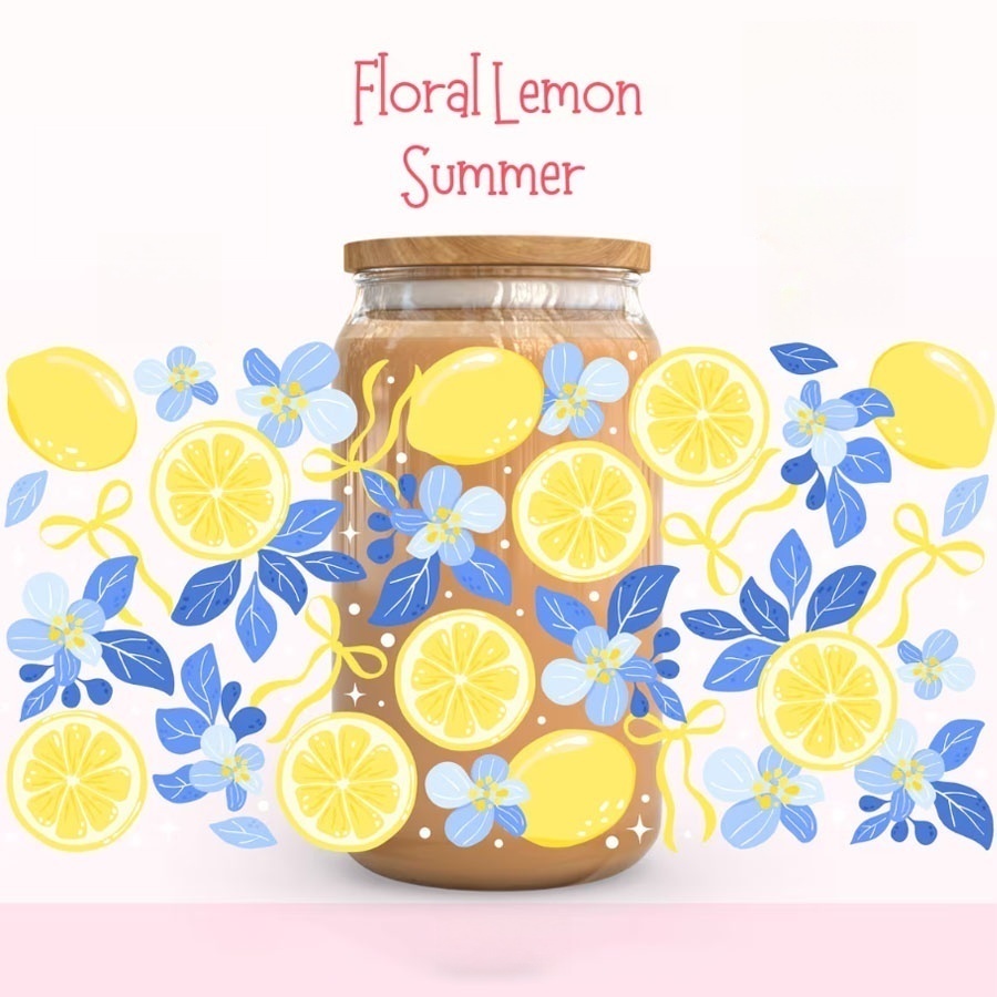 Lemon Floral UV DTF Transfer S - Espresso Shot Glass ulasan dan harga