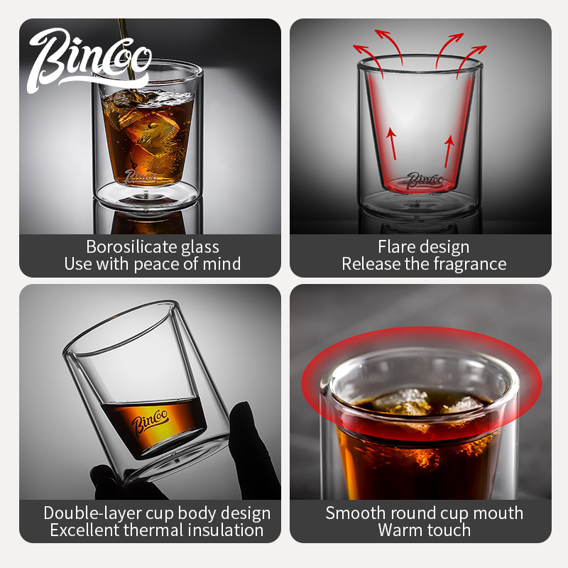 Bincoo Double Glass Coffee Mug - Espresso Shot Glass ulasan dan harga